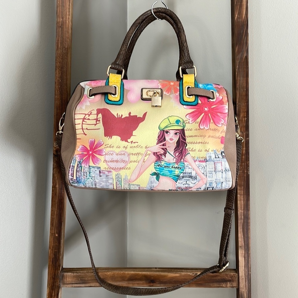 So cute unique vintage like girl in front purse.